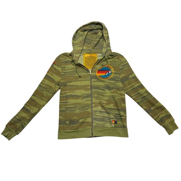 Aviator Nation Tops - Aviator Nation Manhattan Beach CA Big Logo Camo Full Zip Hoodie Women's Large